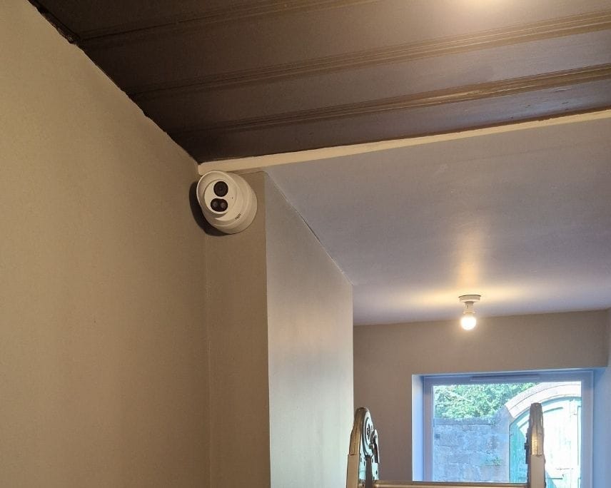 wall-mounted CCTV camera used for security at a business property in Scotland