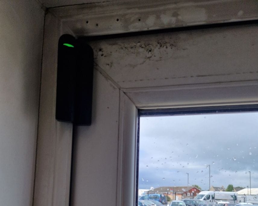 intruder alarm installed near a door to alarm if there are break-ins